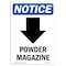 Signmission OSHA Notice Sign, 10" Height, Aluminum, Powder Magazine (Down Arrow) Sign With Symbol, Portrait OS-NS-A-710-V-17737 - alternate 1